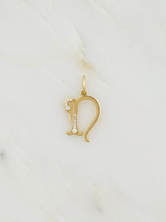 The Moonstoned fine jewelry 14k yellow gold Diamond Initial Pendant