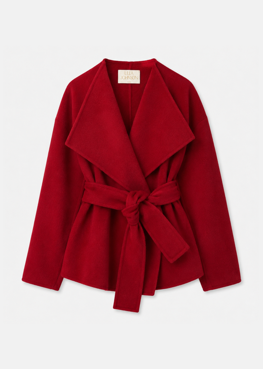 ULLA johnson womens Sasha Wool Coat in Cerise cherry red