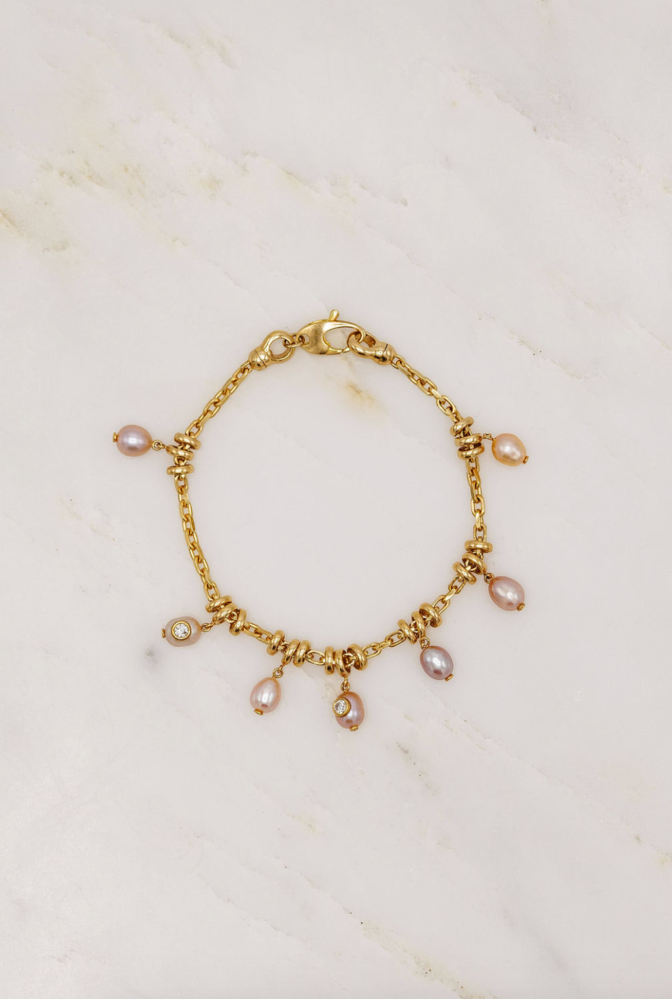 Uniform Object fine jewelry 18k gold pink Keshi Pearl Dust Bracelet