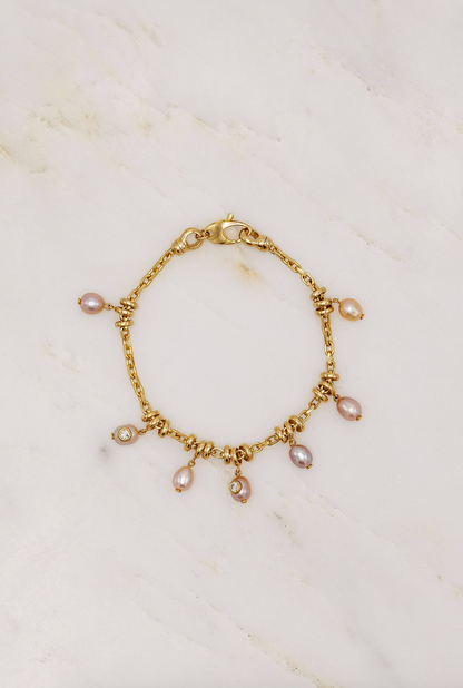 Uniform Object fine jewelry 18k gold pink Keshi Pearl Dust Bracelet