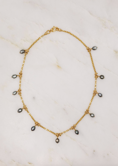 Uniform Object fine jewelry 18k gold tahitian pearl diamond Pearl Dust Necklace