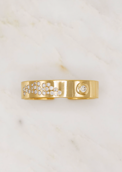 Uniform Object fine jewelry 18k yellow gold Diamond Handcuff Bracelet