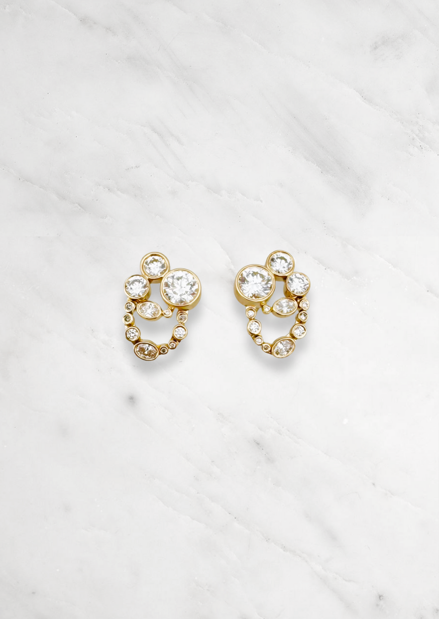 Uniform Object fine jewelry 18k yellow gold diamonds Metal Web Ring and Earring