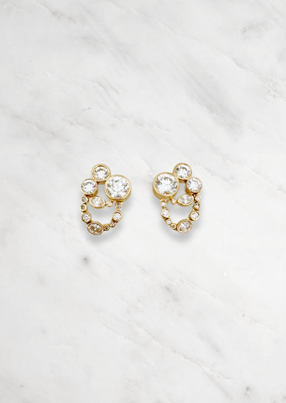 Uniform Object fine jewelry 18k yellow gold diamonds Metal Web Ring and Earring