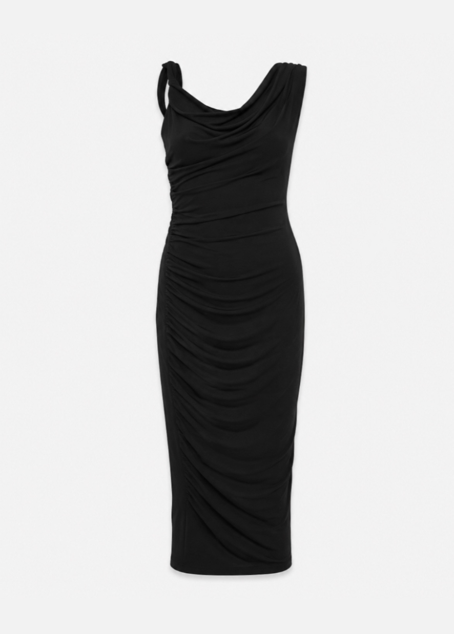 Velvet Fifi Tank Drape Viscose Dress in Black
