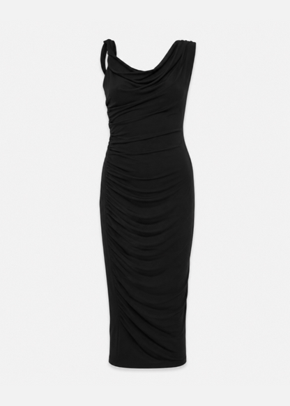 Velvet Fifi Tank Drape Viscose Dress in Black