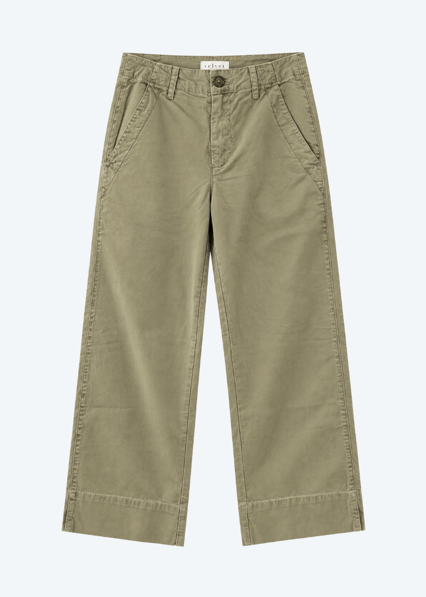 Velvet Sabine Cotton Canvas Pants in Axe green