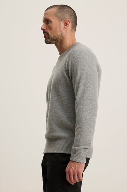 Person wearing Velvet tees mens Cortez Crew Neck Sweater Heather Gray