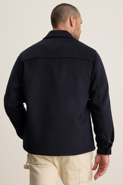 Person wearing Velvet tees mens Emerson Chore Jacket Navy blue