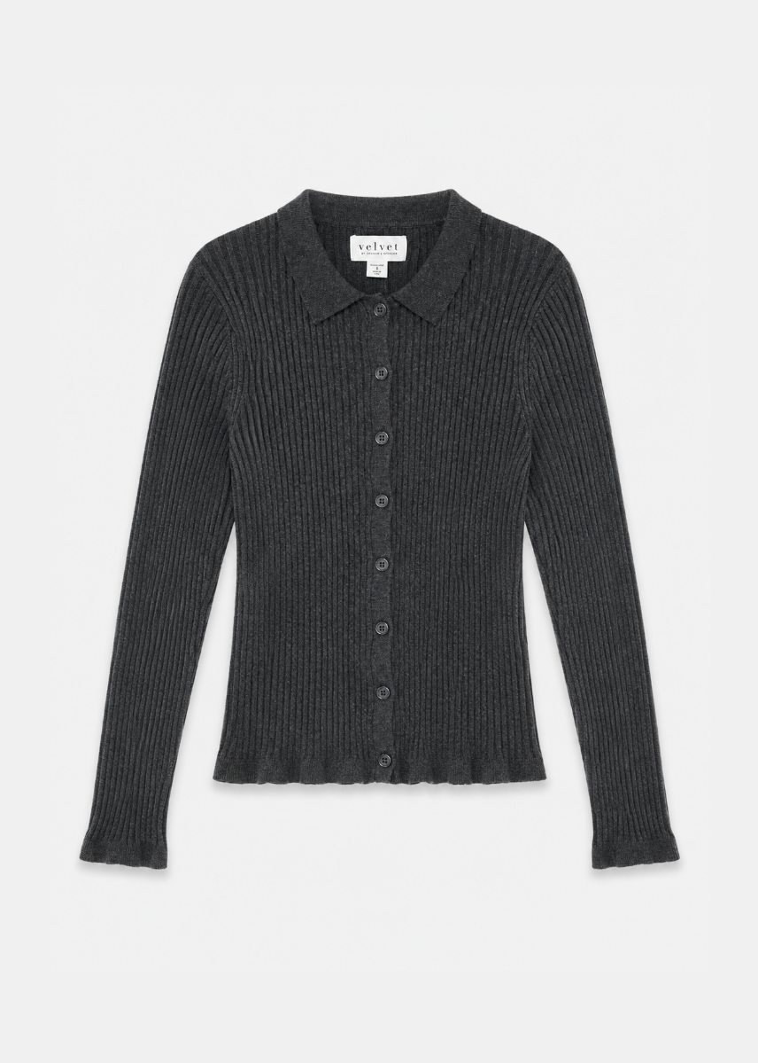 Velvet tees womens Nikki Cotton Cashmere Cardigan cinder grey