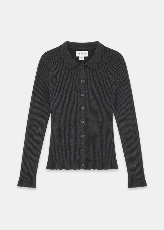 Velvet tees womens Nikki Cotton Cashmere Cardigan cinder grey
