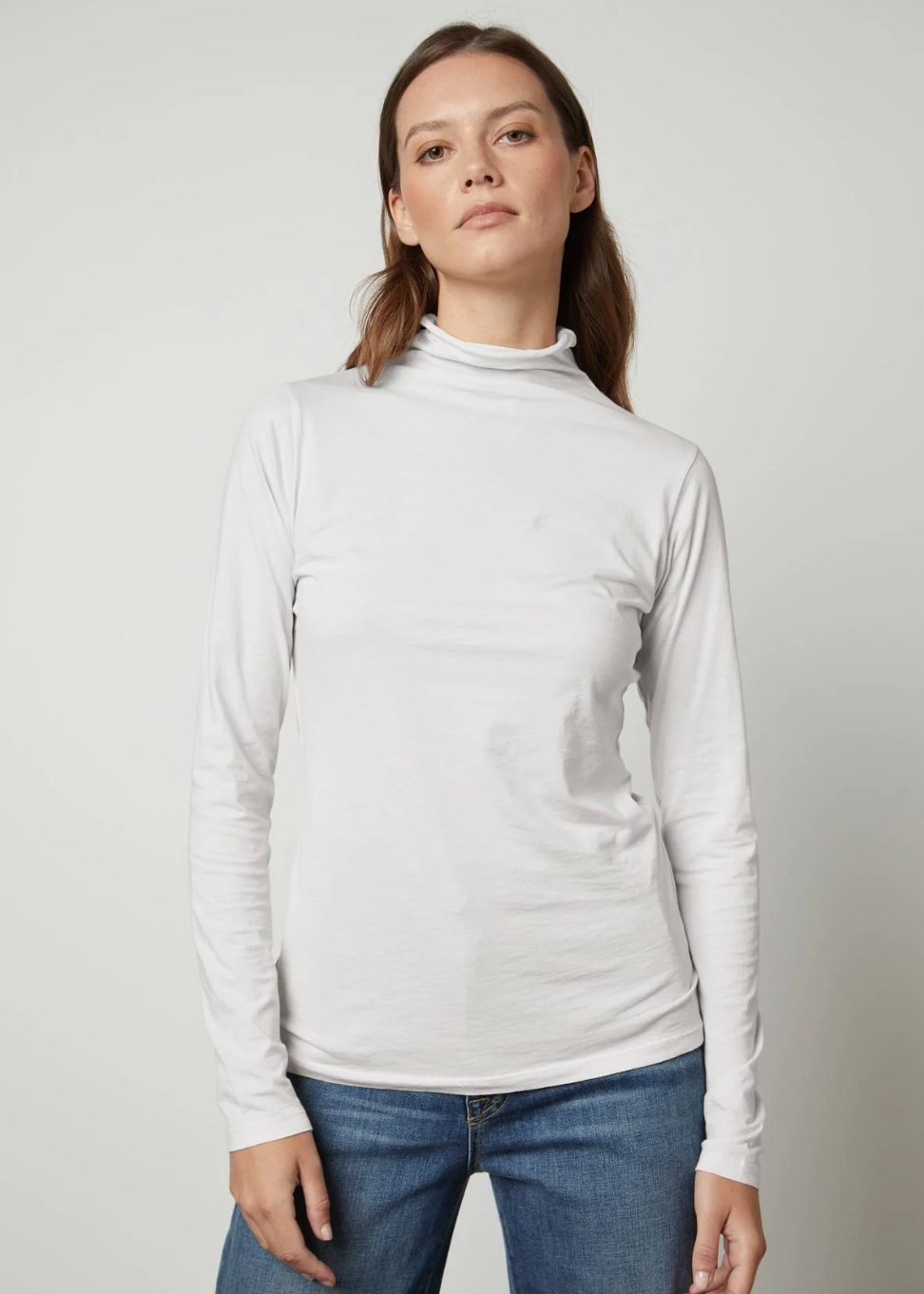 Person wearing Velvet womens Talisia Gauzy Cotton Tee in White