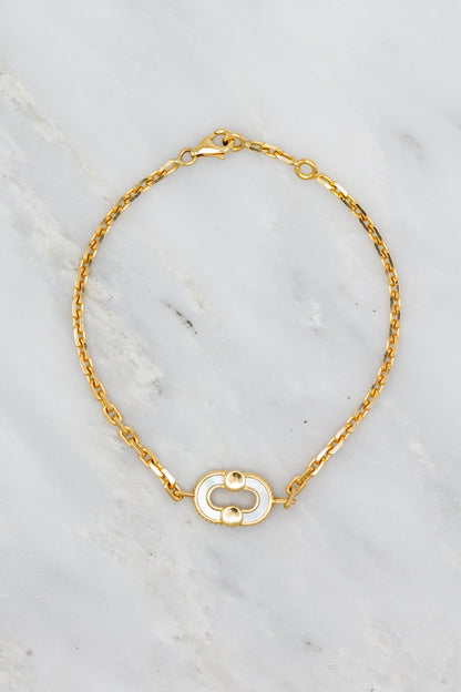 Viltier 18k Yellow Gold Magnetic Bracelet with Malachite Diamonds Mother of Pearl