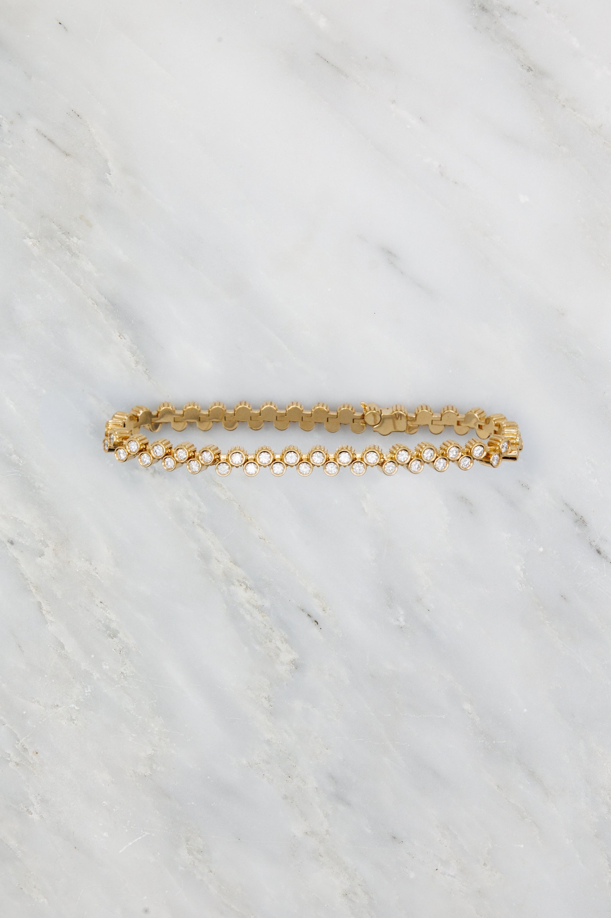 Viltier 18k Yellow Gold and Diamond Tennis Clique T Bracelet
