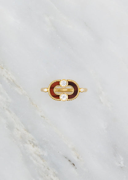 Viltier fine jewelry 18k yellow gold diamond Magnetic Ring with Bulls Eye