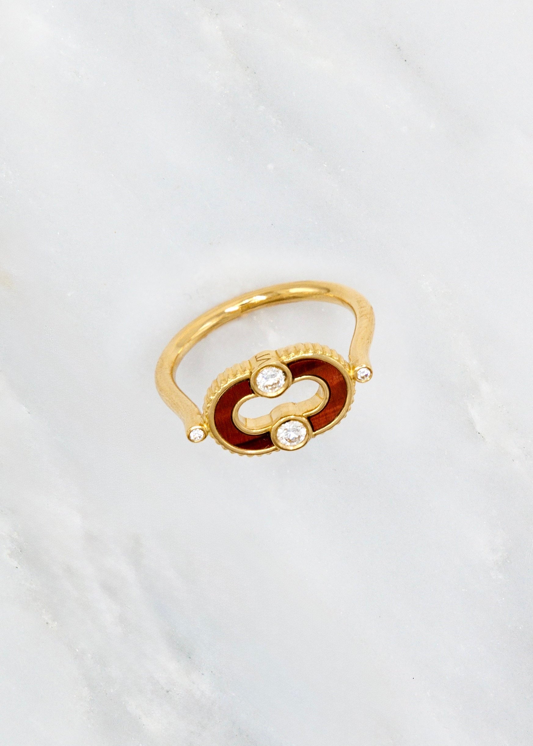 Viltier fine jewelry 18k yellow gold diamond Magnetic Ring with Bulls Eye