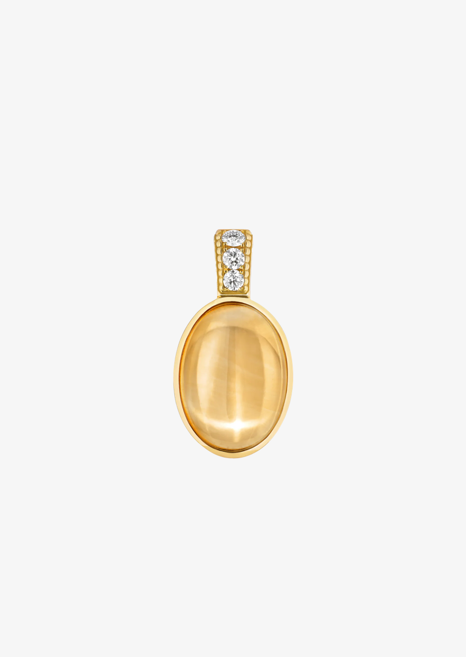 Viltier fine jewelry 18k yellow gold diamond Talisman Cabochon Citrine Pendant
