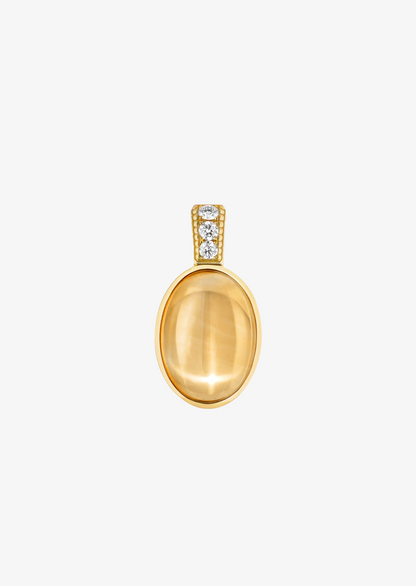 Viltier fine jewelry 18k yellow gold diamond Talisman Cabochon Citrine Pendant