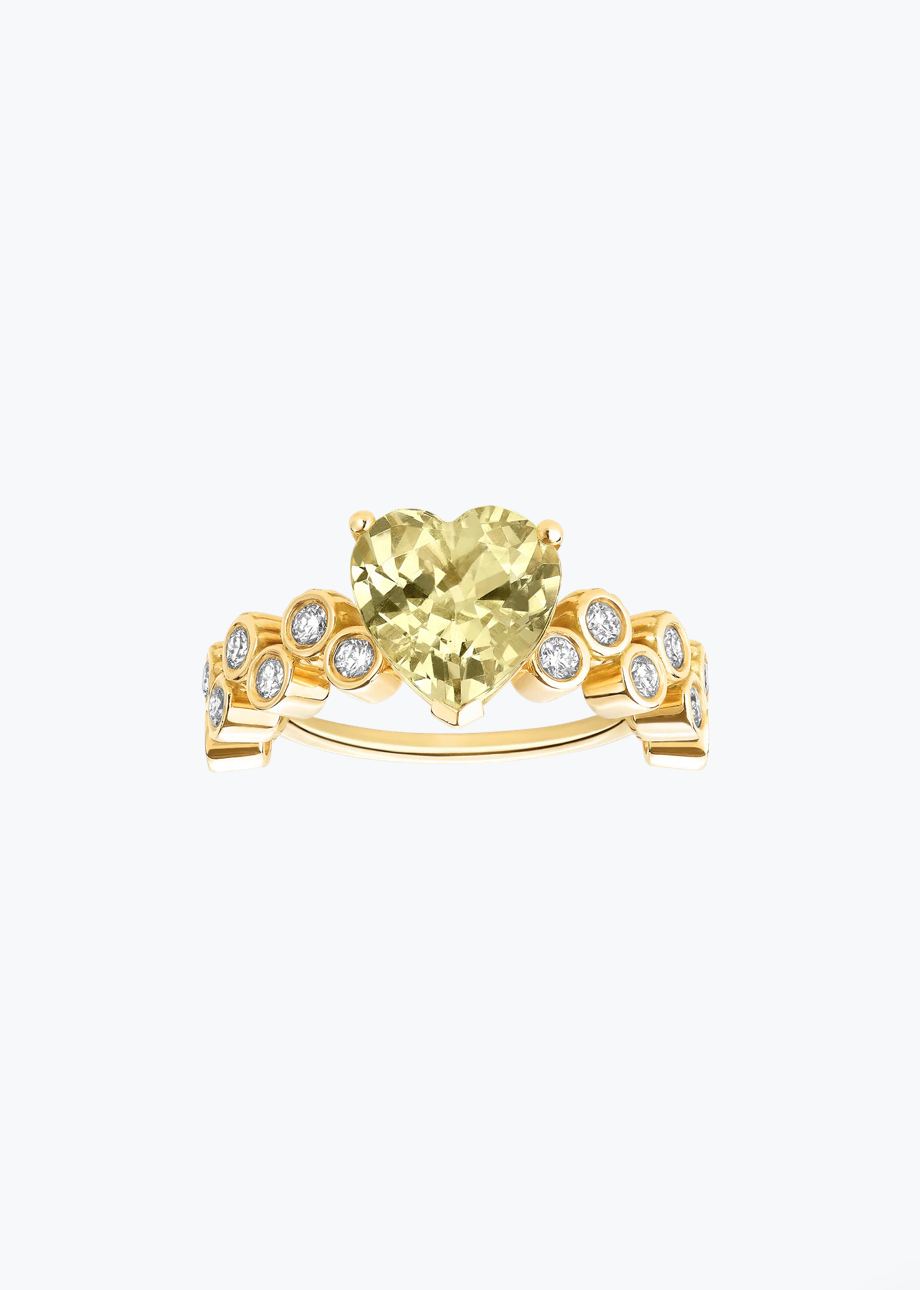 Viltier fine jewelry 18k yellow gold diamond and beryl Couer Ring