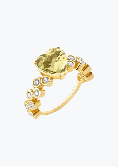 Viltier fine jewelry 18k yellow gold diamond and beryl Couer Ring