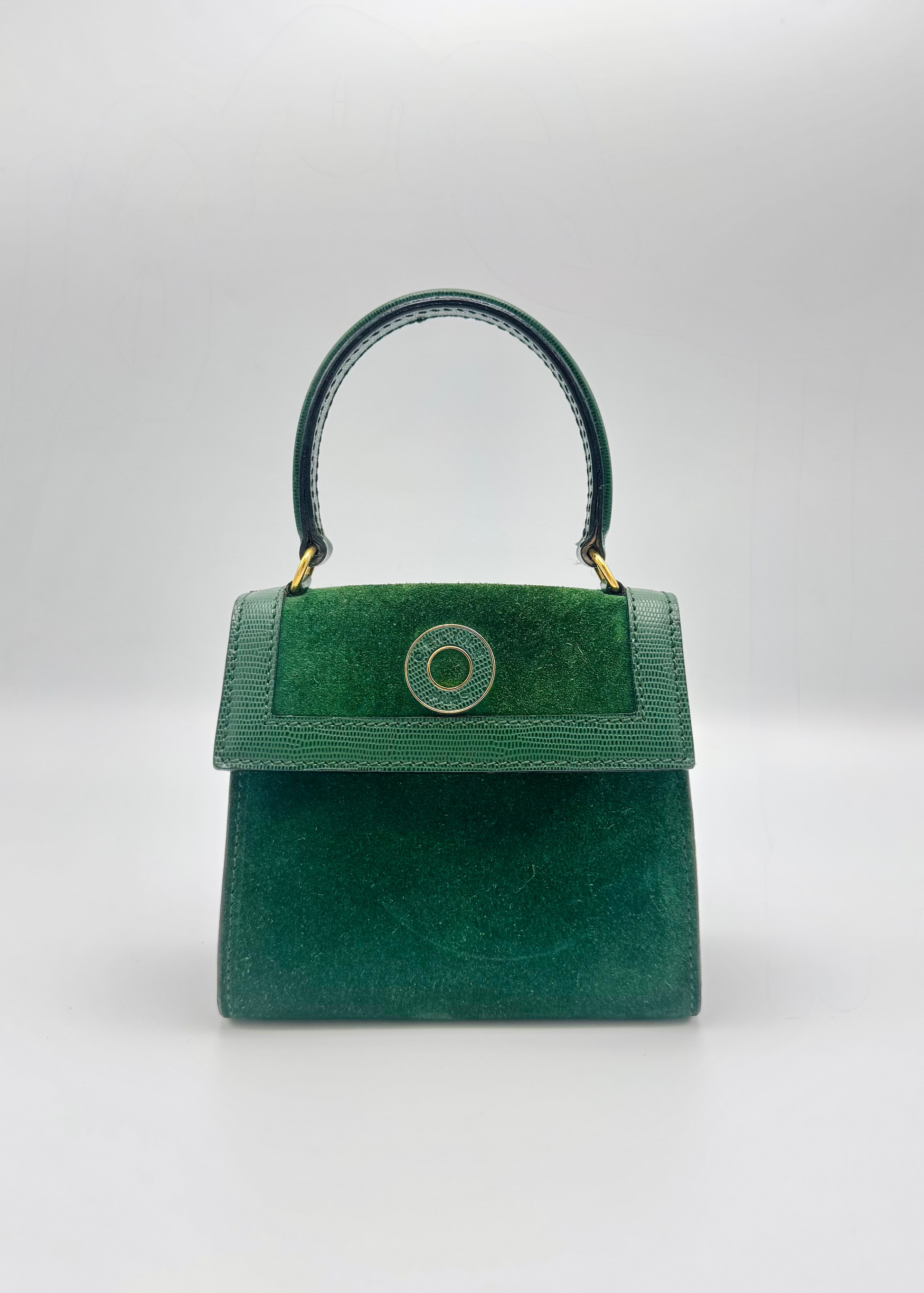 Vintage Celine Circle Logo Top Handle Flap Bag