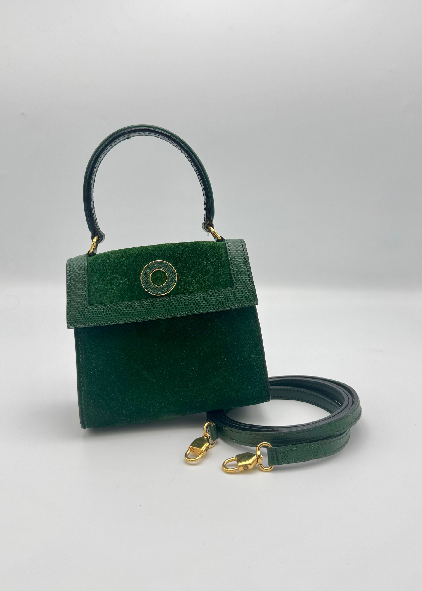 Vintage Celine Circle Logo Top Handle Flap Bag