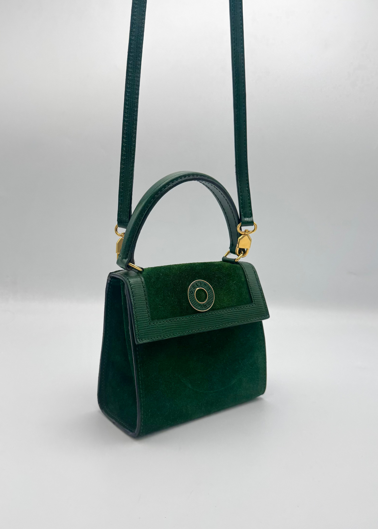 Vintage Celine Circle Logo Top Handle Flap Bag