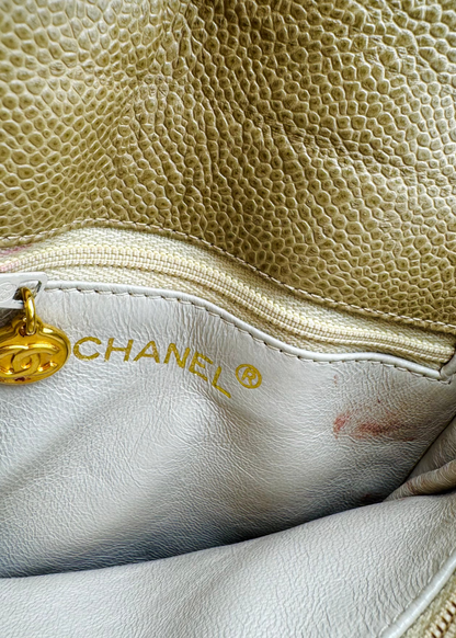 Vintage Chanel Beige Caviar Quilted Waist Bag