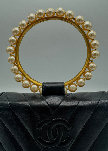 Vintage Chanel Pearl Handle Flap Bag