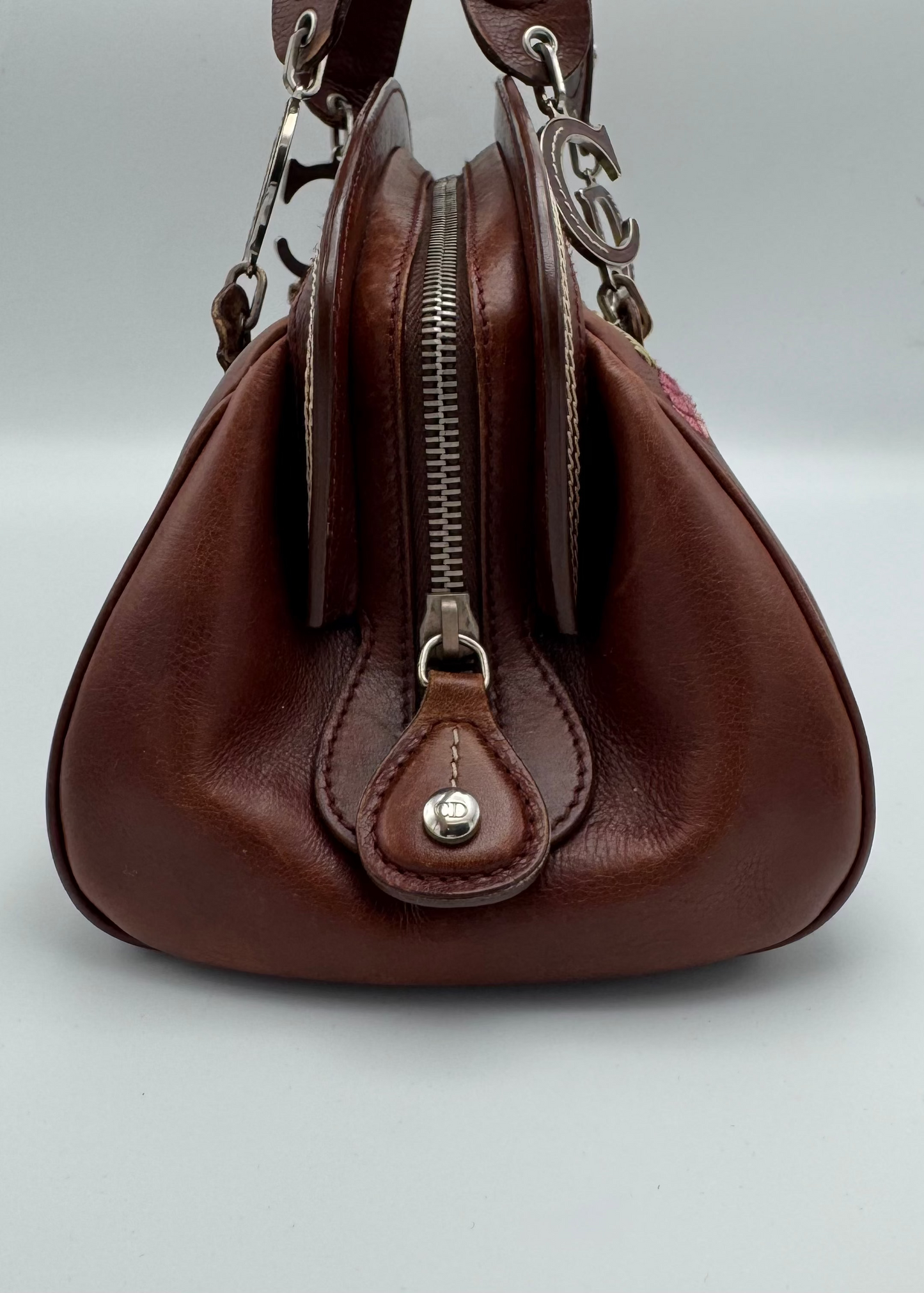 Vintage Christian Dior Détective Embroidered Leather Bowler Bag
