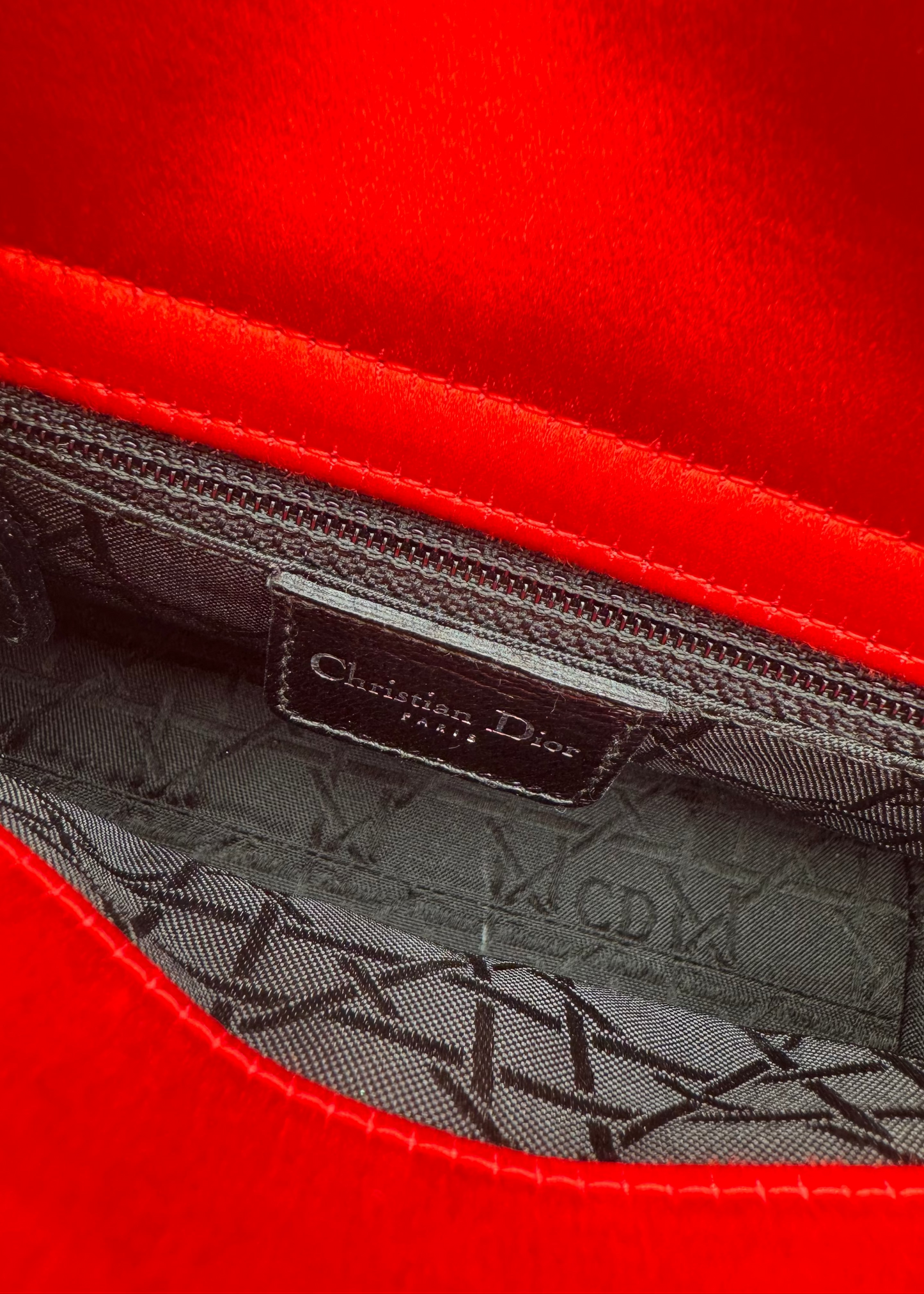 Vintage Christian Dior Lady Dior Cannage Satin Bag with Lucite Handles