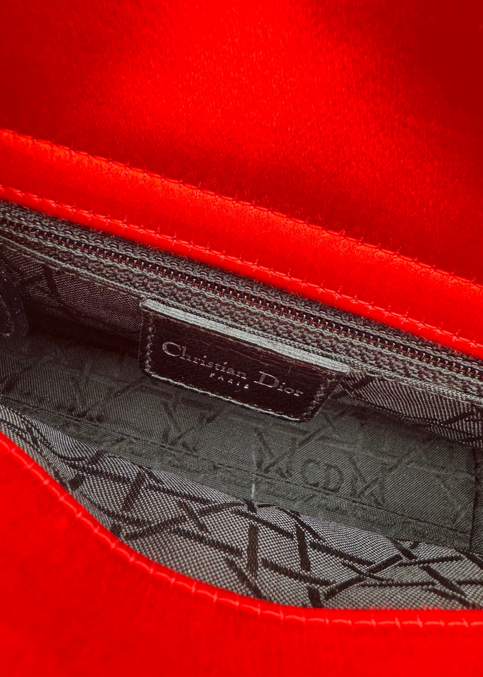Vintage Christian Dior Lady Dior Cannage Satin Bag with Lucite Handles