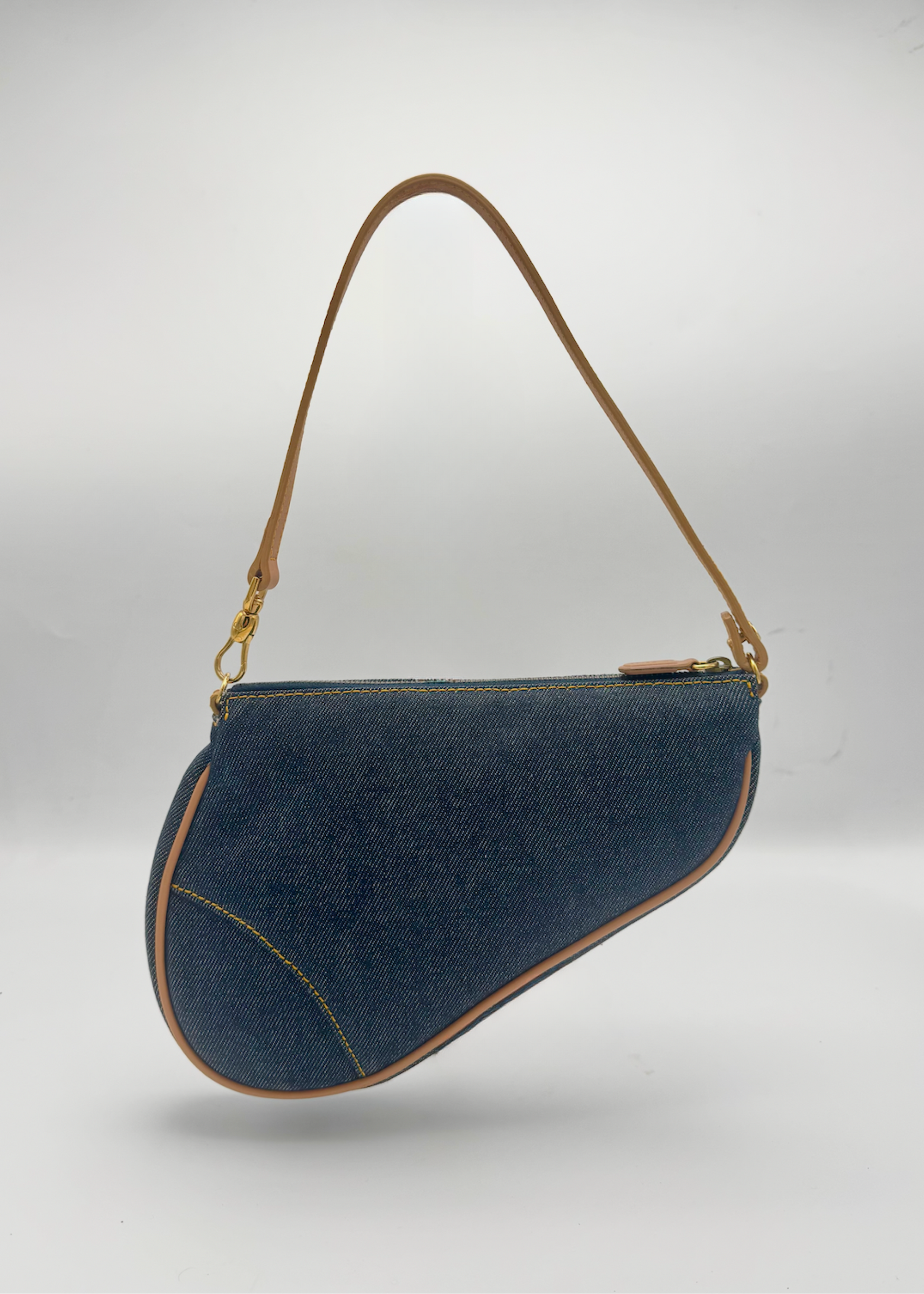 Vintage Christian Dior Mini Denim Saddle Pochette