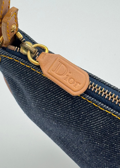 Vintage Christian Dior Mini Denim Saddle Pochette