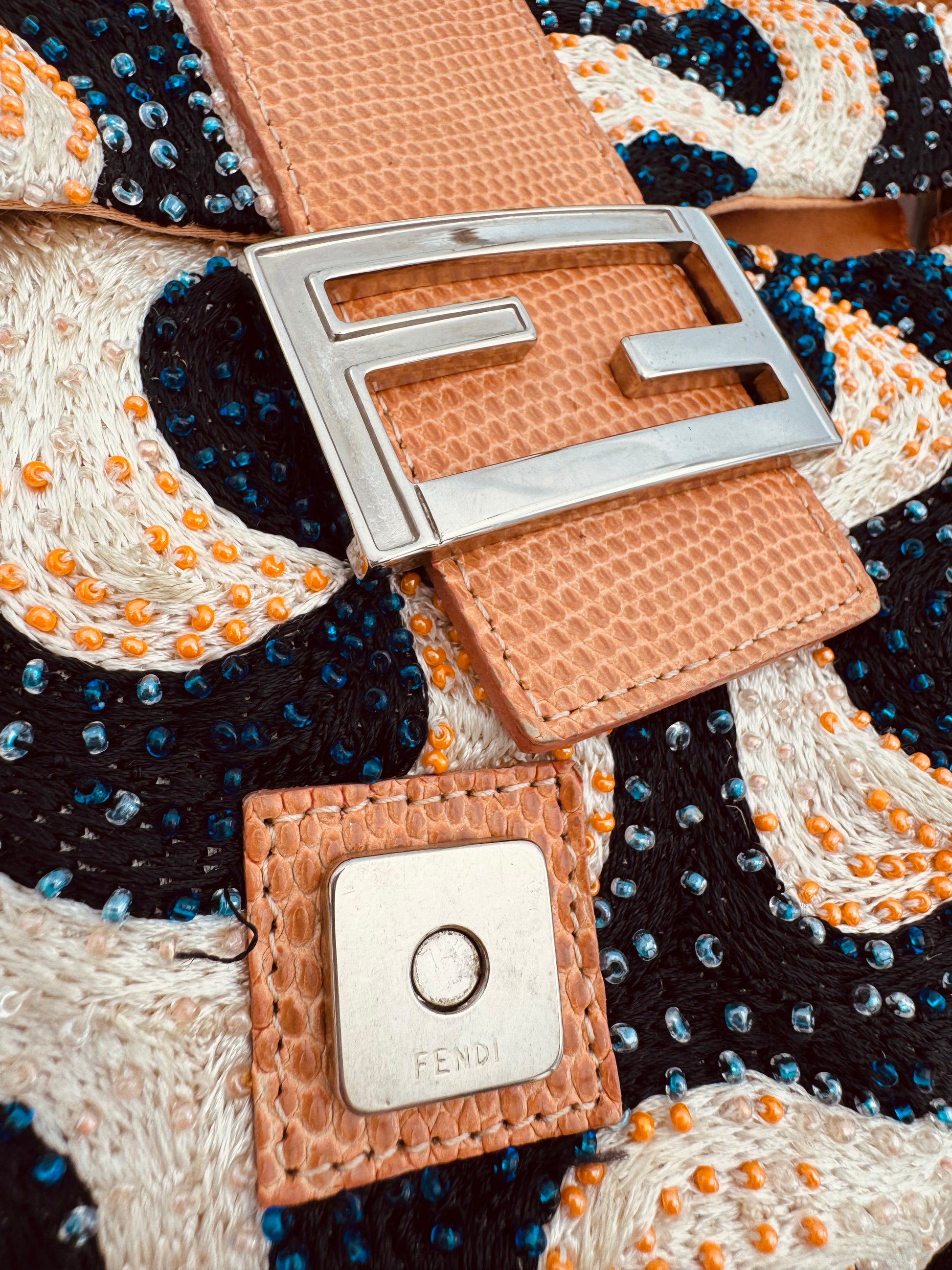 Vintage Fendi Baguette Beaded Swirls Bag