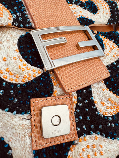 Vintage Fendi Baguette Beaded Swirls Bag