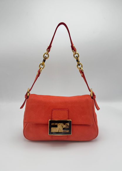 Vintage Fendi Coral Nubuck Mini Mamma Baguette