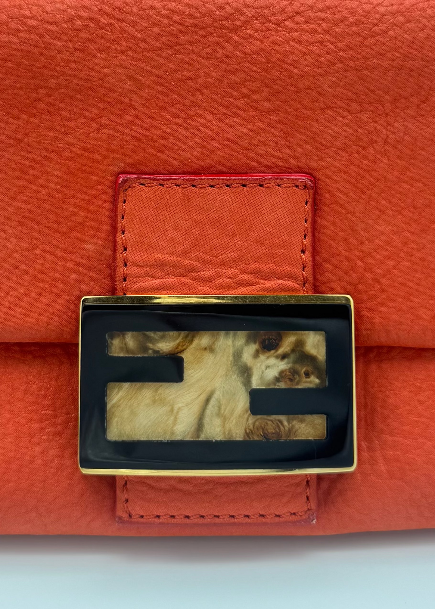 Vintage Fendi Coral Nubuck Mini Mamma Baguette
