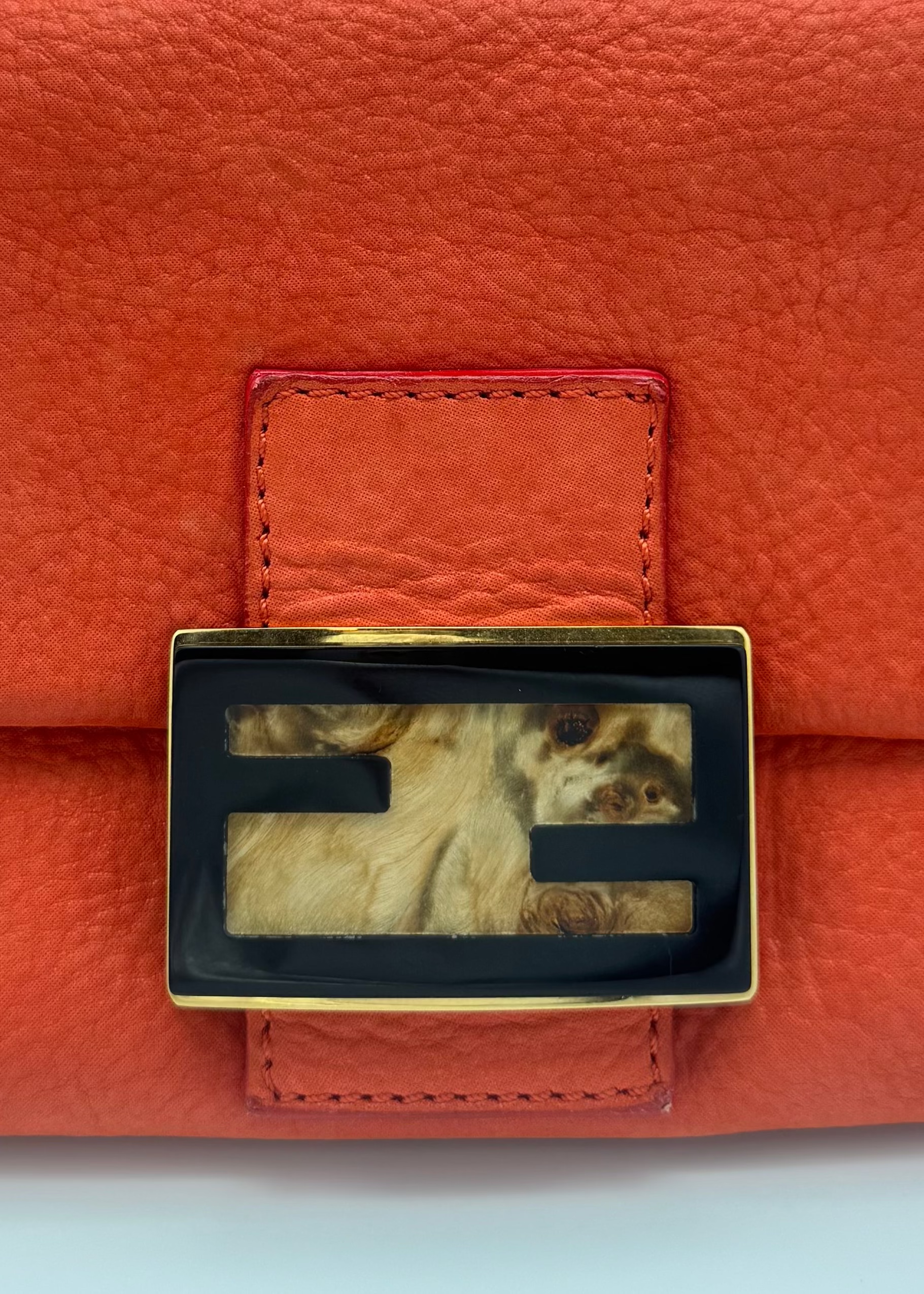 Vintage Fendi Coral Nubuck Mini Mamma Baguette
