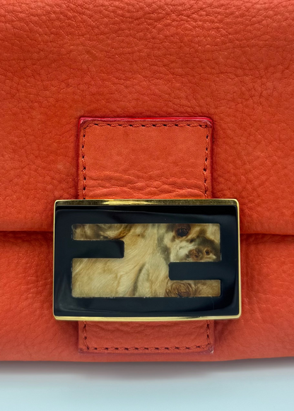 Vintage Fendi Coral Nubuck Mini Mamma Baguette
