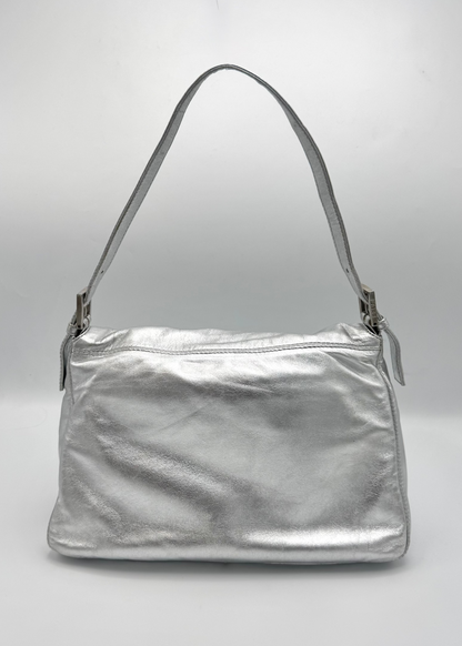 Vintage Fendi Crystal Logo Mamma Shoulder Baguette Bag