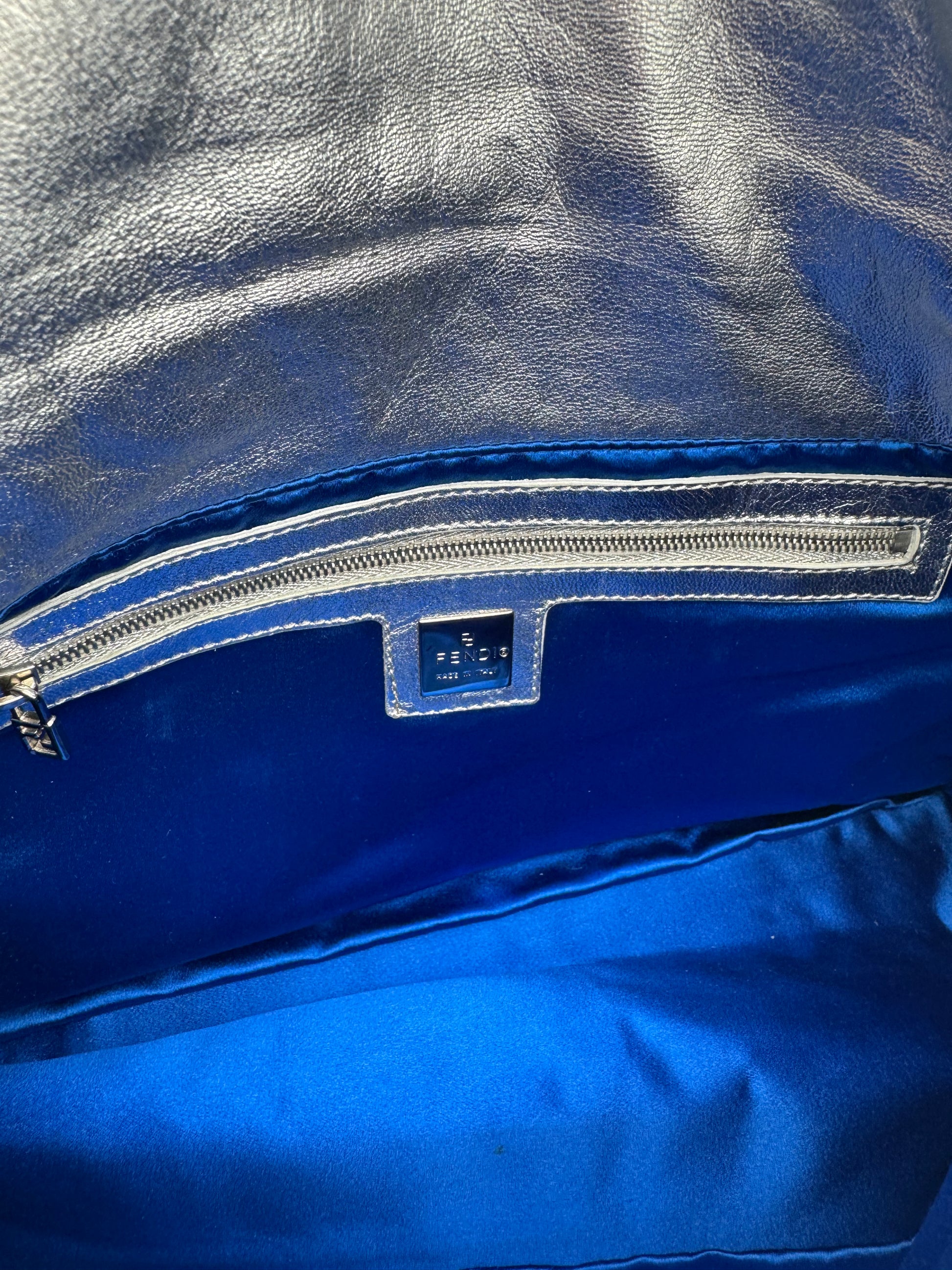 Vintage Fendi Crystal Logo Mamma Shoulder Baguette Bag