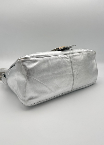Vintage Fendi Crystal Logo Mamma Shoulder Baguette Bag
