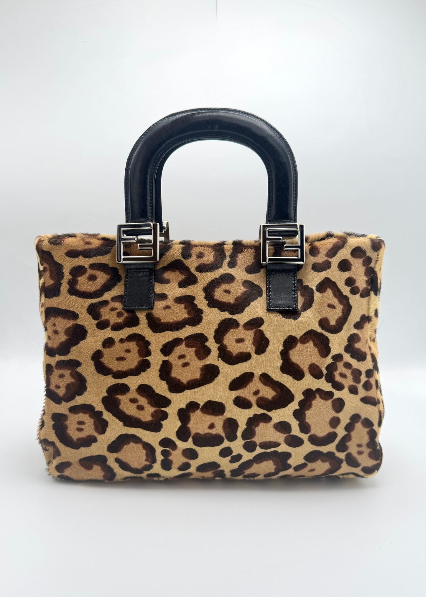 Vintage Fendi Leopard-Print Calf Hair Small Twins Tote