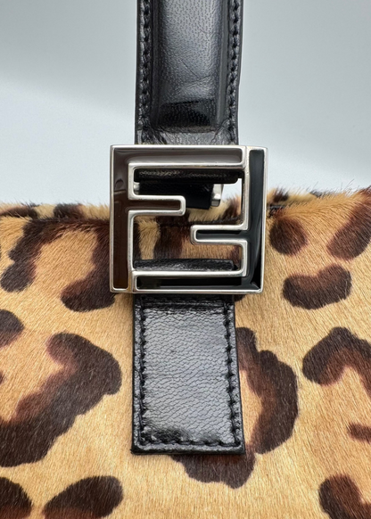Vintage Fendi Leopard-Print Calf Hair Small Twins Tote