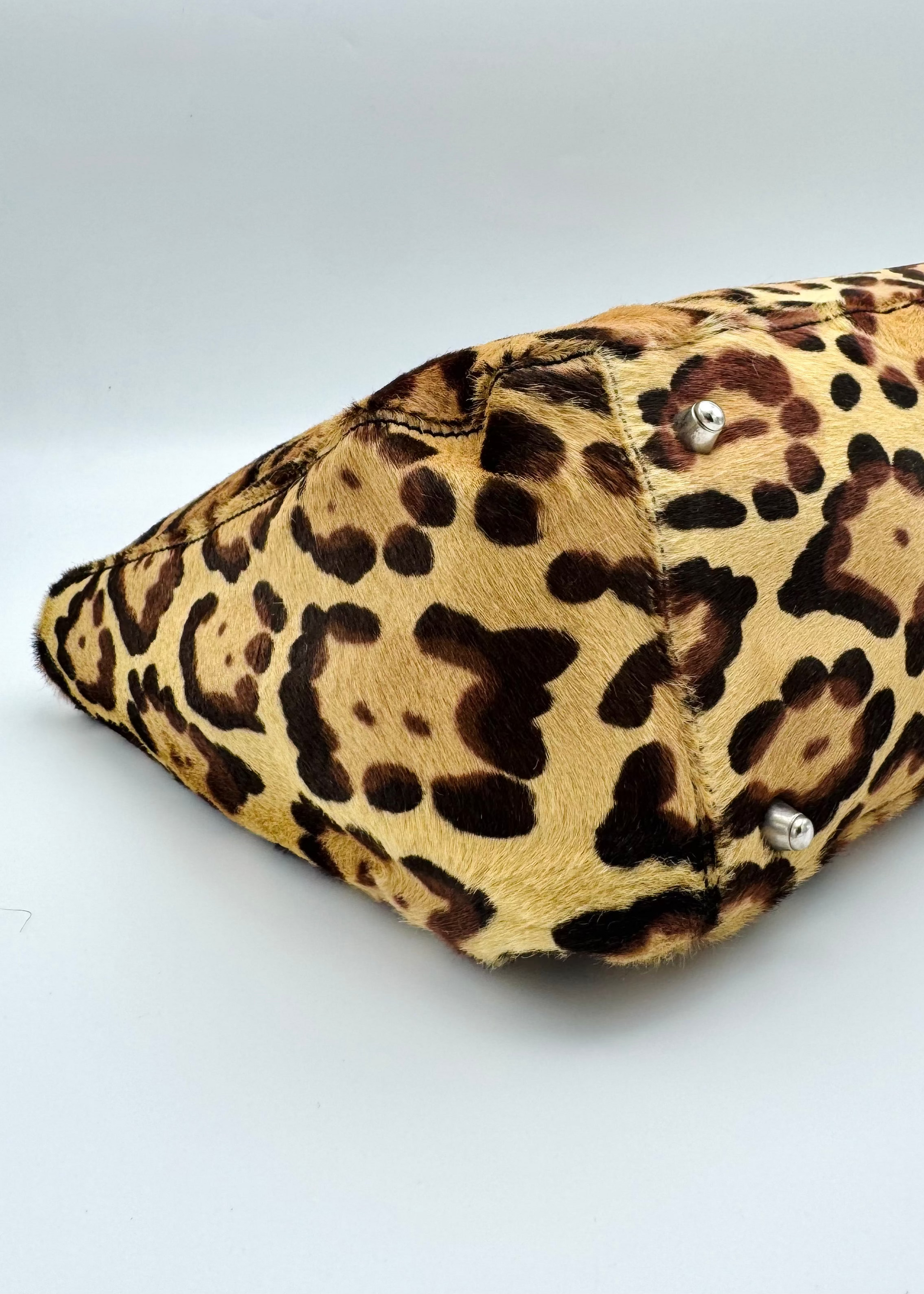 Vintage Fendi Leopard-Print Calf Hair Small Twins Tote