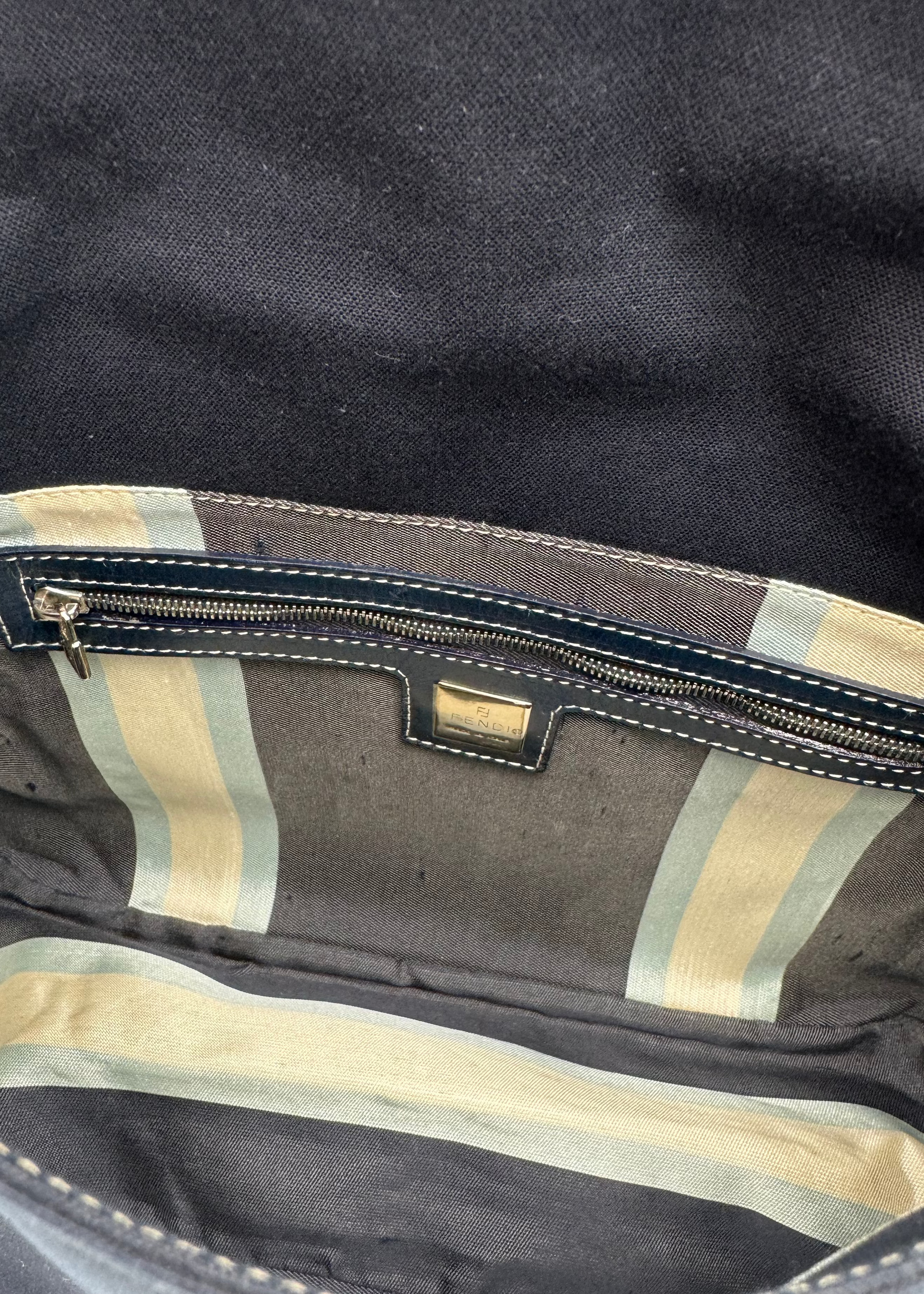 Vintage Fendi Mamma Baguette Marble FF Shoulder Bag