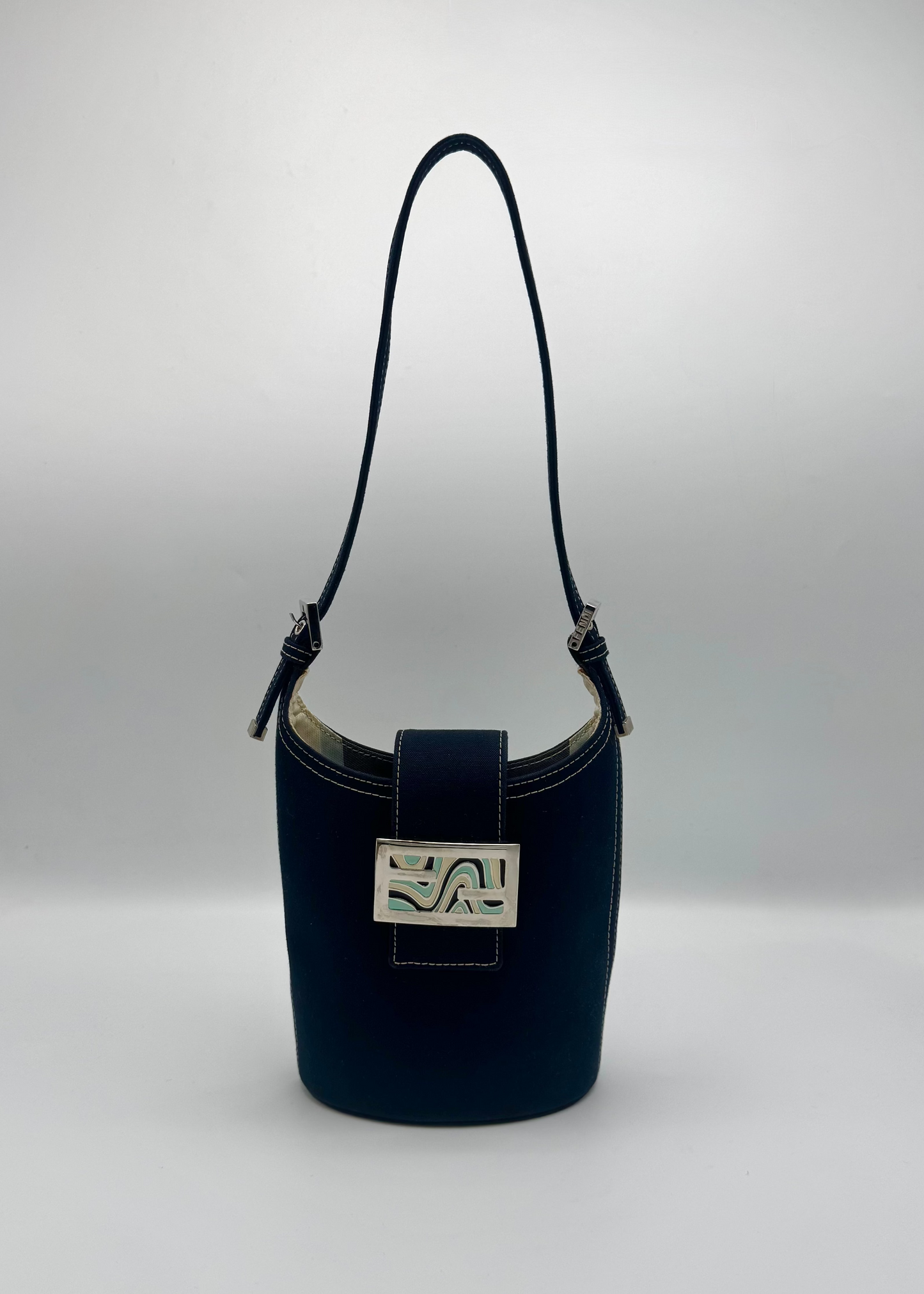 Vintage Fendi Palazzo Marble FF Bucket Shoulder Bag