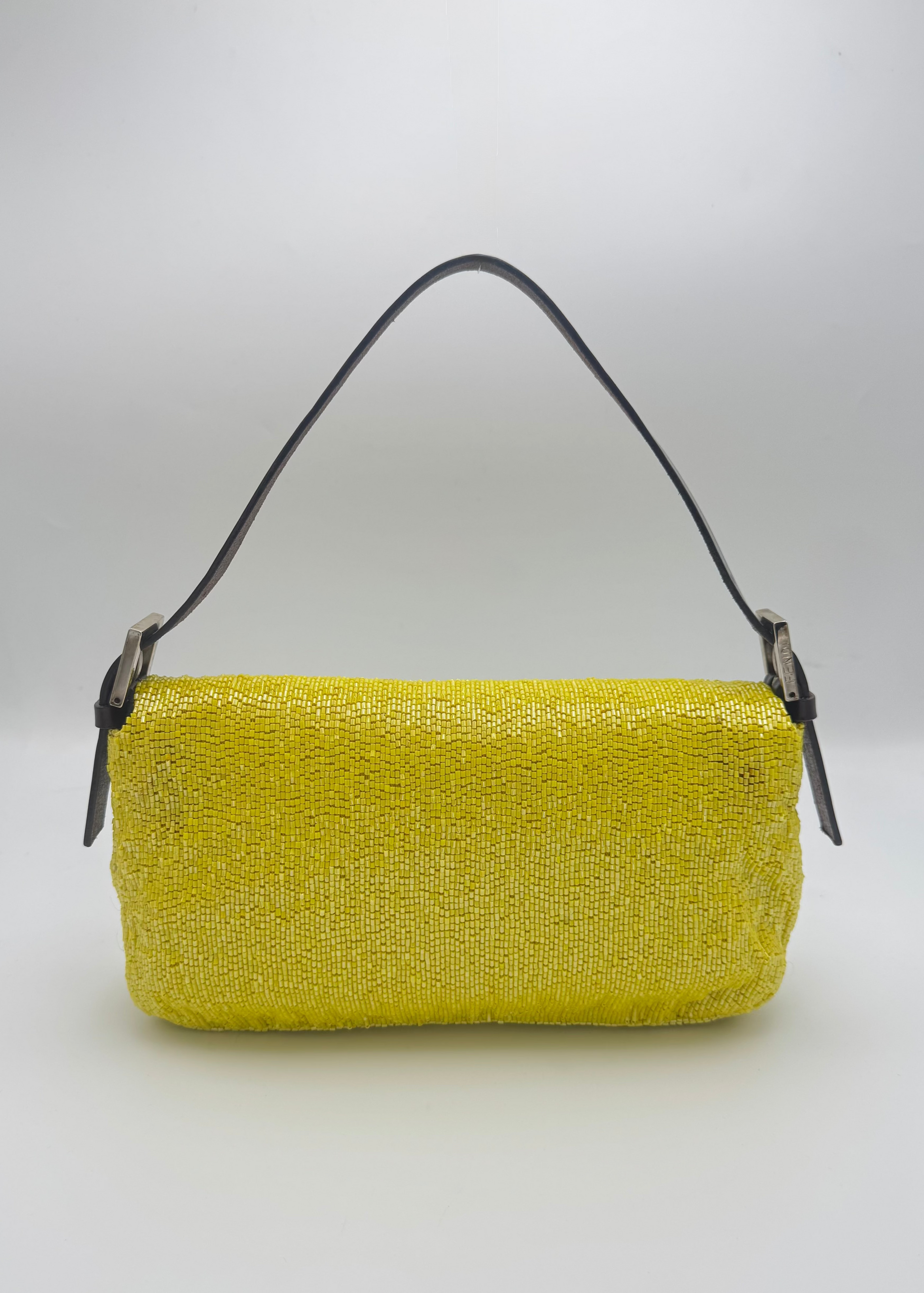 Vintage Fendi Yellow Beaded Baguette