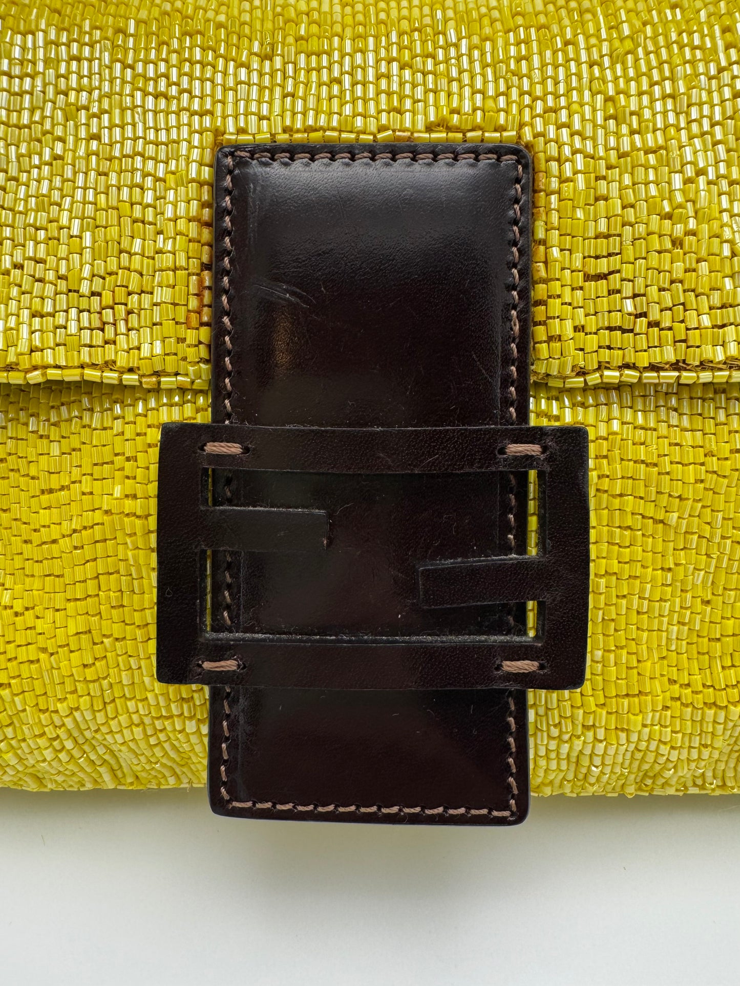 Vintage Fendi Yellow Beaded Baguette
